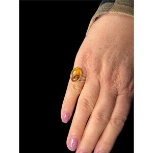 925 sterling silver  Russian Baltic amber stone ring size 6.5